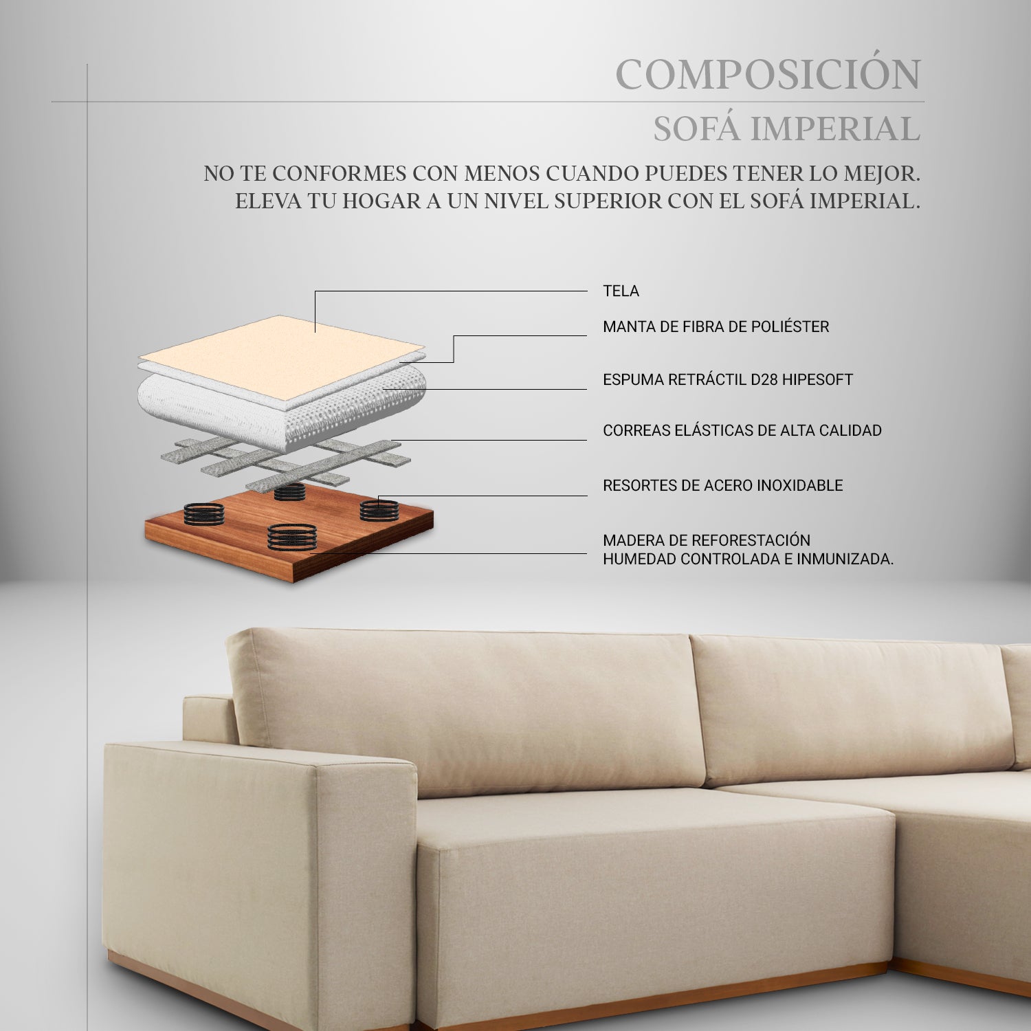 Sofá Imperial Eco Cuero con Carga touch y Luminaria