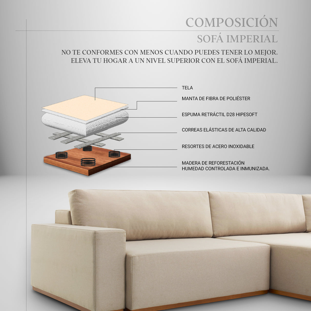 Sofá Imperial Eco Cuero con Carga touch y Luminaria