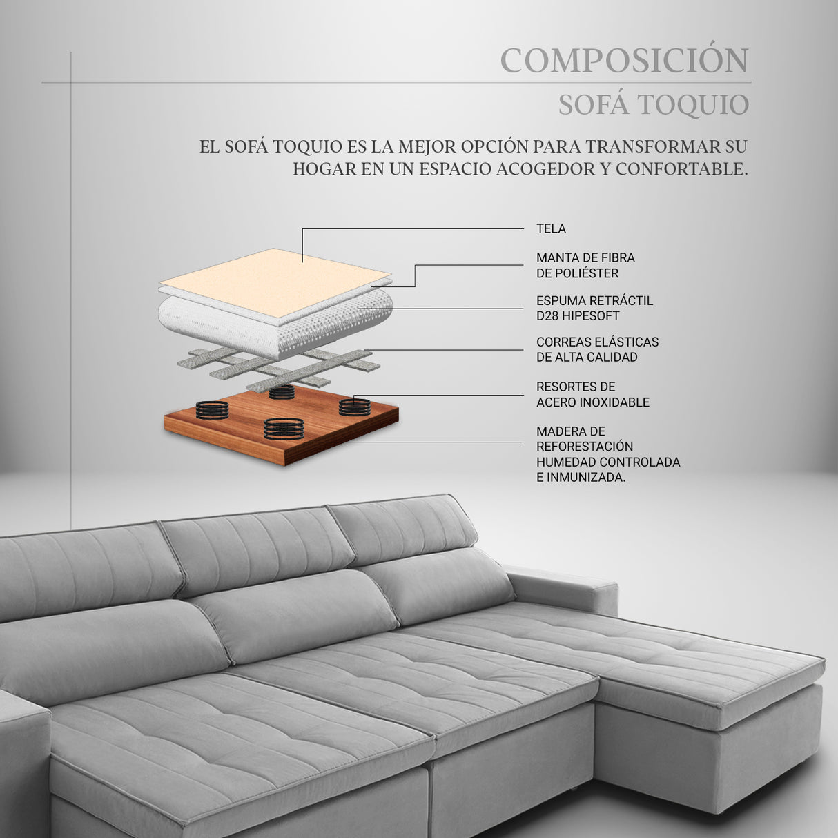 Sofá Extensible y Reclinable Toquio Stock