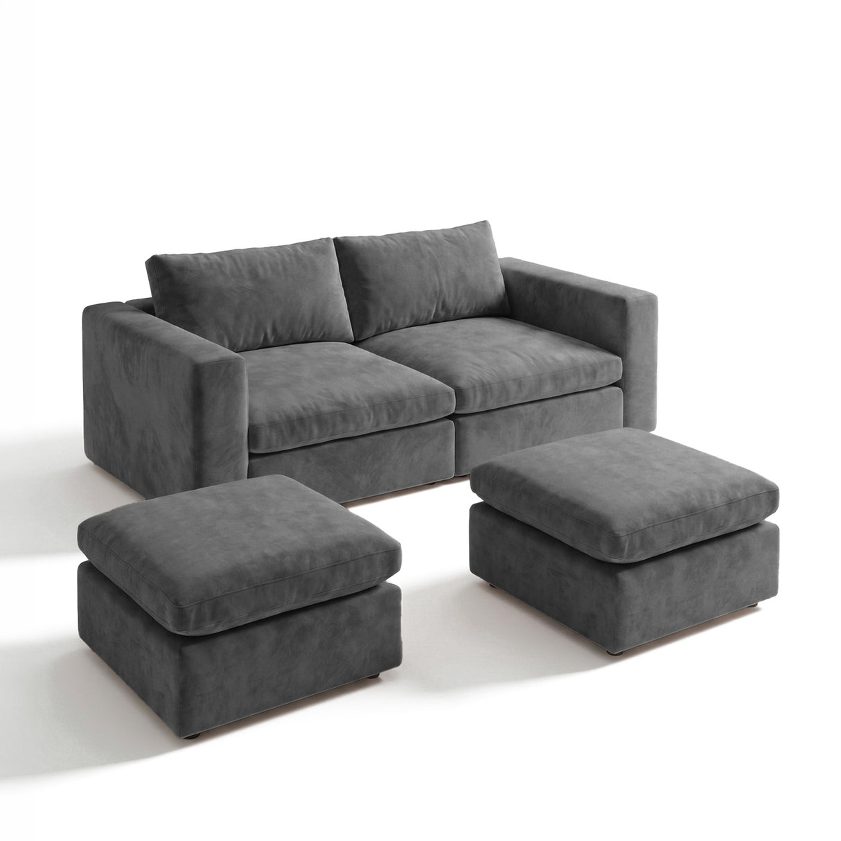 Sofa Modular 2 Cuerpos con 2 Poufs Conecta