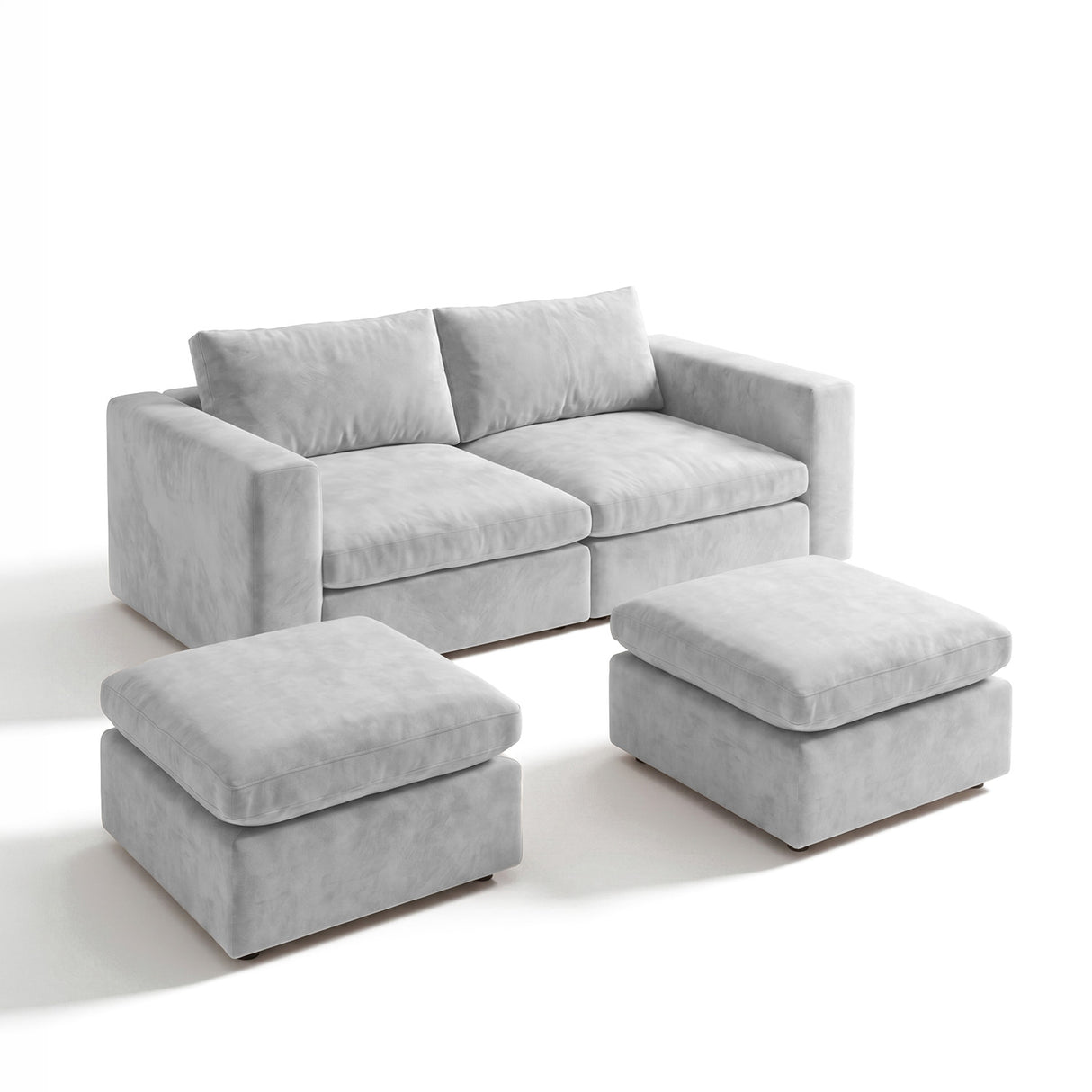 Sofa Modular 2 Cuerpos con 2 Poufs Conecta