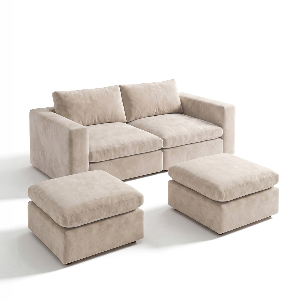 Sofa Modular 2 Cuerpos con 2 Poufs Conecta