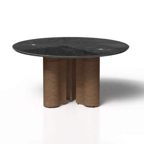 Mesa de comedor de madera /  Mesa de comedor circular / Mesa de comedor con base de madera / Mesa de comedor de madera natural 