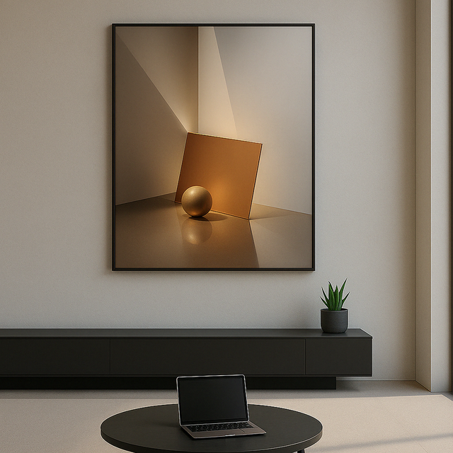 Cuadro Decorativo Abstracto Dorado Bihua
