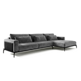 Sofá seccional 3 cuerpos Desser con chaise Longue derecho Tela Gris Oscuro - 2.78m