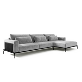 Sofá seccional 3 cuerpos Desser con chaise Longue derecho Tela Gris Claro - 3.68m