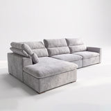 Sofá Seccional 3 Cuerpos Dublin con Chaise Longue Izquierdo Tela Gris Claro - 2.80 x 1.90m a Confección