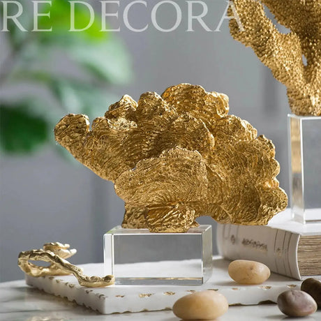 Escultura de Coral Dorado Re Decora