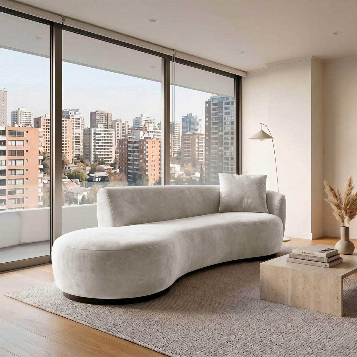 Sofá 2 Cuerpos Acqua Respaldo Derecho Tela Beige - 2.56m a Confección