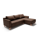 Sofá Arami con chaise longue derecho Tela marrón oscuro - 2.45mt stock
