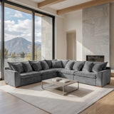 Sofá 4 Cuerpos Atualittá en "L" Tela Gris Oscuro - 2.97M x 2.97M  de Chaise Longue