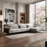 Sofá seccional 3 cuerpos Desser con chaise Longue izquierdo Tela beige - 2.78m