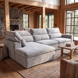 Sofá Seccional 3 Cuerpos Dublin con Chaise Longue Izquierdo Tela Gris Claro - 2.80 x 1.90m a Confección