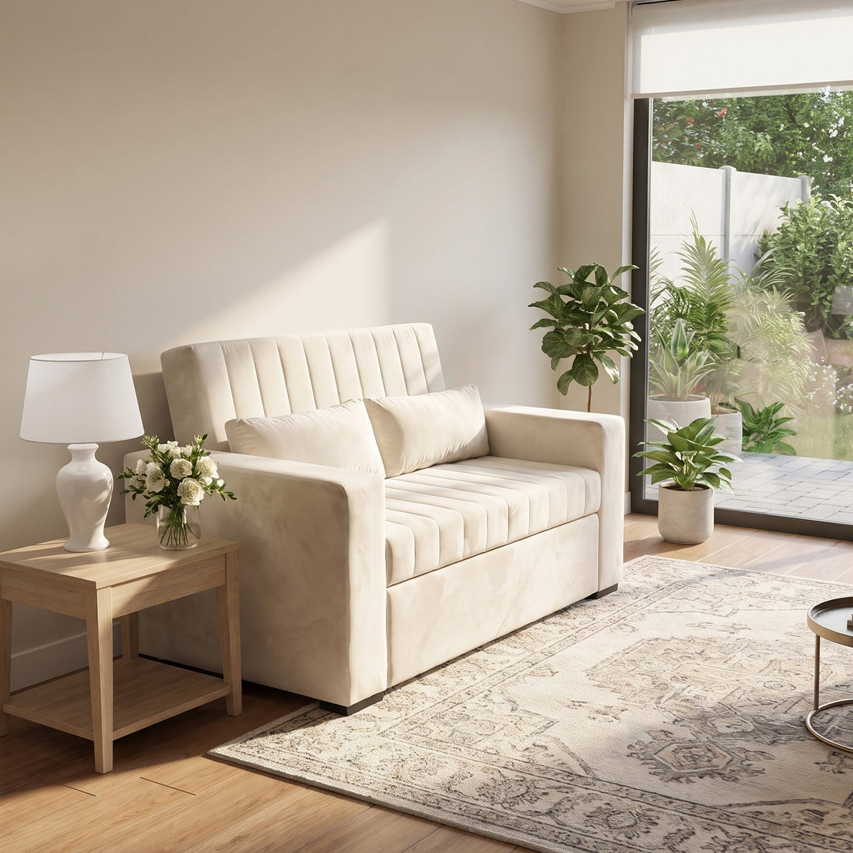 Sofá 2 cuerpos Málaga Tela Beige - 1.30m