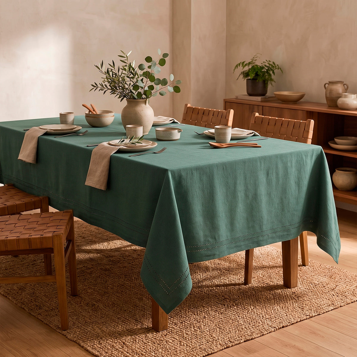 MANTEL BORDE PICOT VERDE 180 x 350cm