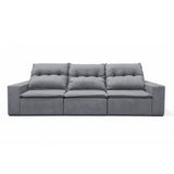 Sofá extensible de 3 cuerpos, con tela lino y de 3 cuerpos visto de frente.