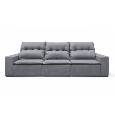 Sofá extensible de 3 cuerpos, con tela lino y de 3 cuerpos visto de frente.