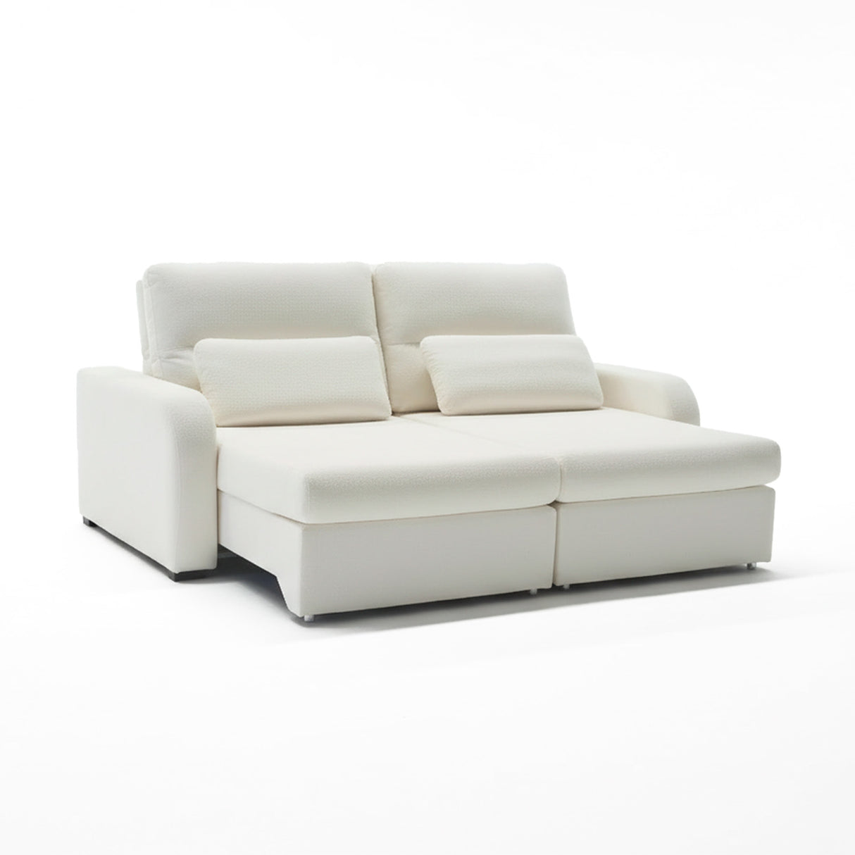 Sofá extensible de dos cuerpos, tapiz boucle color blanco 