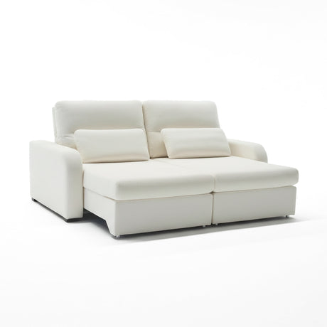 Sofá extensible de dos cuerpos, tapiz boucle color blanco 