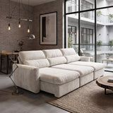 Sofá 3 Cuerpos Paris Tela Beige - 3.04m