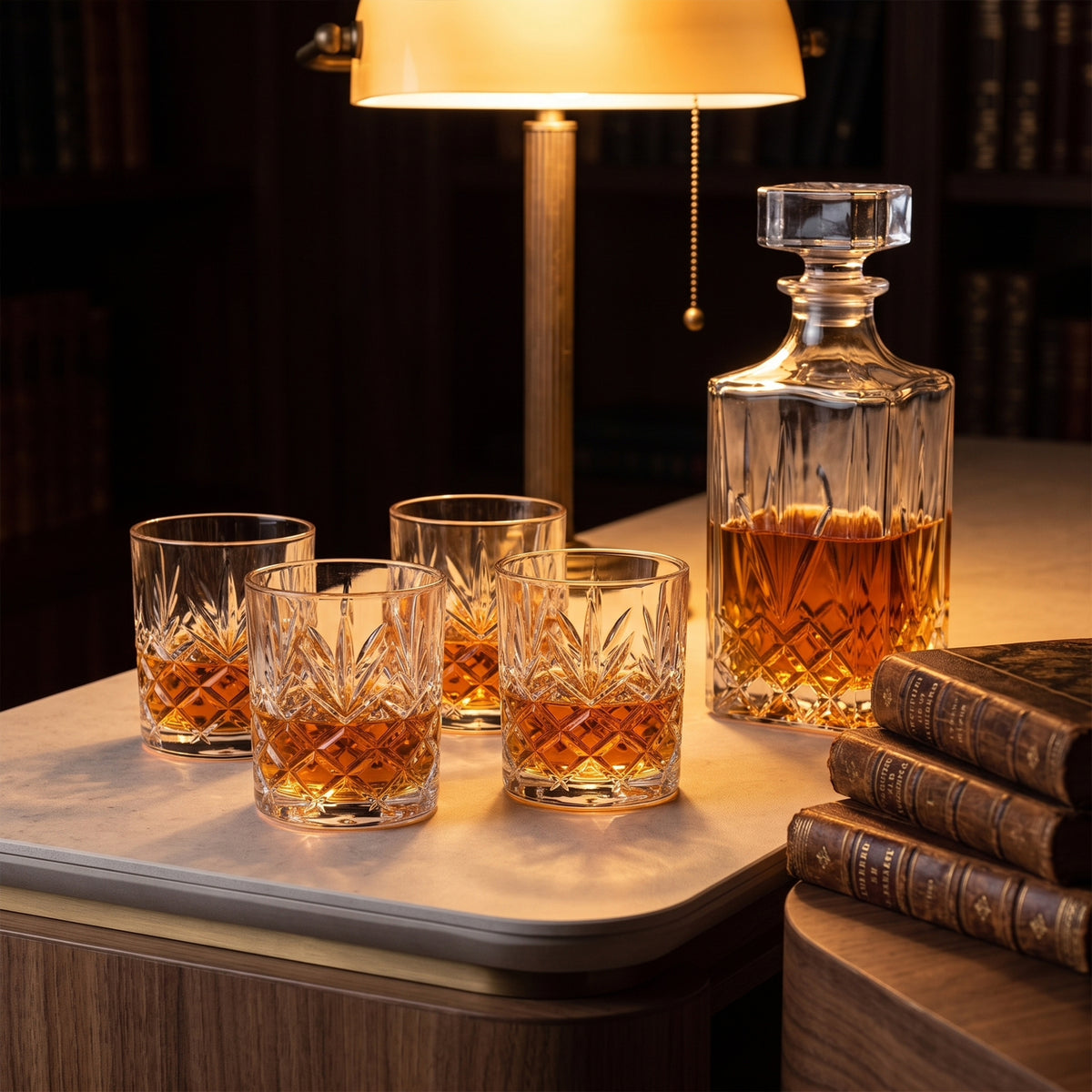 Set 4 vasos y botella whiskey