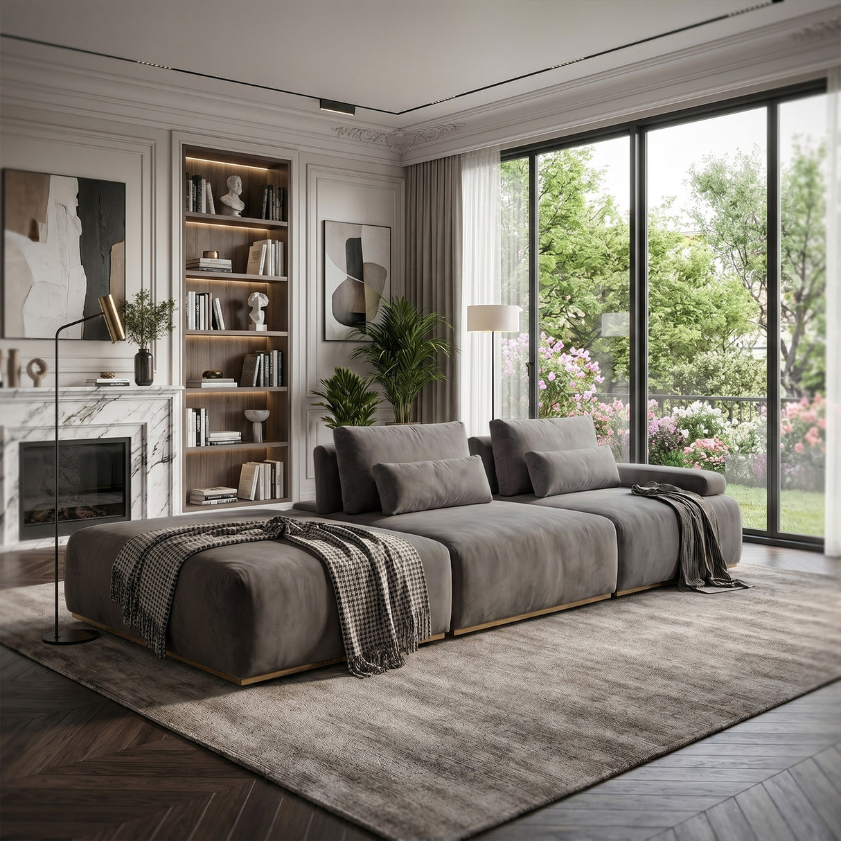 Sofá Modular 3 cuerpos Alba Tela Gris Oscuro - 3.00m a Confección