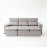 Sofá extensible y reclinable de 3 cuerpos tela chenille color café