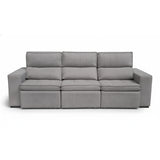 Sofá extensible de 3 cuerpos con tela de tercipelo color gris