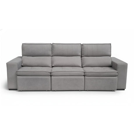 Sofá extensible de 3 cuerpos con tela de tercipelo color gris