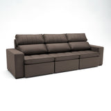 Sofá extensible de 3 cuerpos con tela de tercipelo color café  oscuro