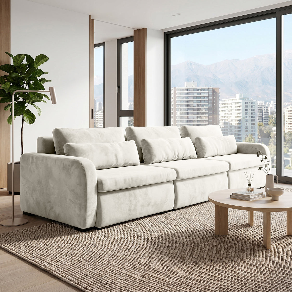Sofá Modular 3 Cuerpos Treviso Tela Beige - 2.98m a Confección