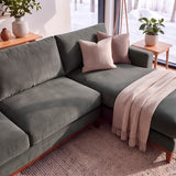 Sofá Seccional 3 Cuerpos Adesso con Chaise Longue Derecho Tela Gris Oscuro - 3.90m a Confección