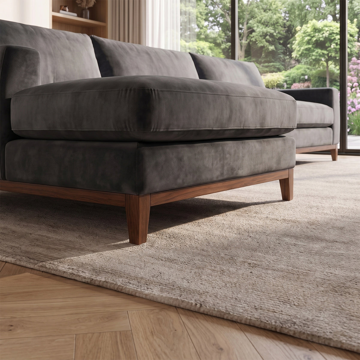 Sofá Seccional 3 Cuerpos Adesso con Chaise Longue Izquierdo Tela Gris Oscuro - 3.90m a Confección