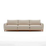 Sofá de tres cuerpos color beige con tapizado impermeable