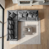 Sofá 4 Cuerpos Atualittá en "L" Tela Gris Oscuro - 2.97M x 2.97M  de Chaise Longue