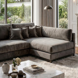 Sofá 3 Cuerpos Liberty con Chaise Longue Derecho Tela Gris Oscuro - 2.60m a Confección
