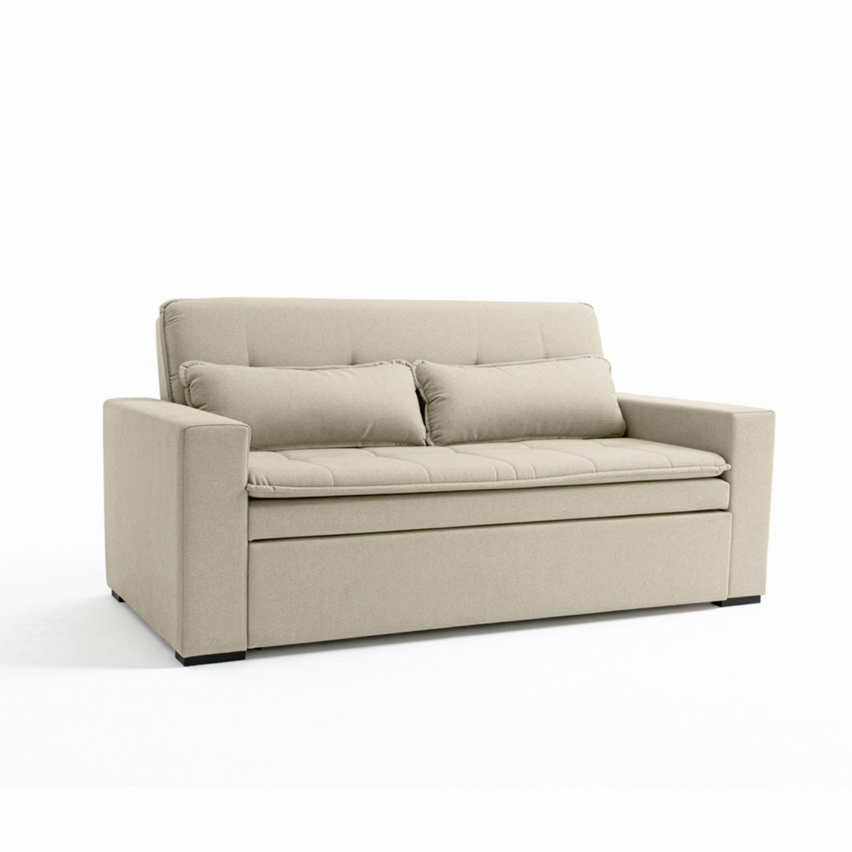 Sofá cama 2 cuerpos Londres con tela chenilla color beige claro