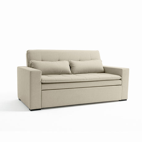 Sofá cama 2 cuerpos Londres con tela chenilla color beige claro