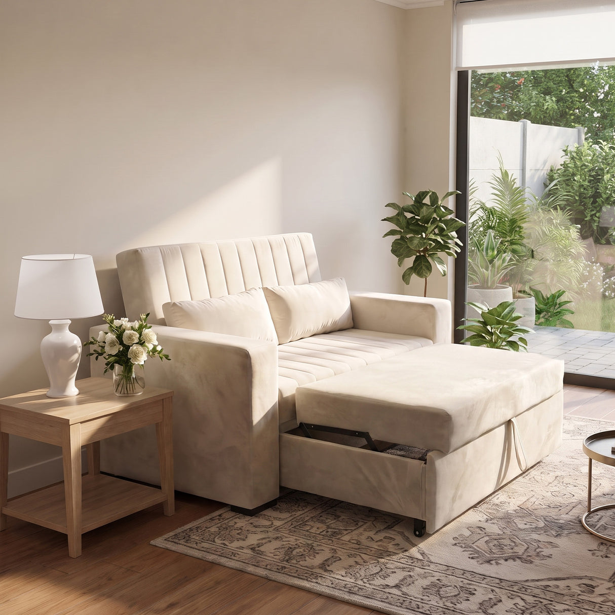 Sofá 2 cuerpos Málaga Tela Beige - 1.30m
