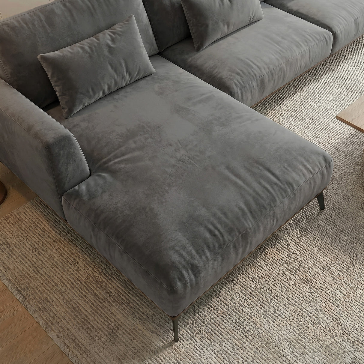 Sofá Seccional 3 Cuerpos Palace con Chaise Longue Izquierdo Tela Gris Oscuro - 3.36m a Confección