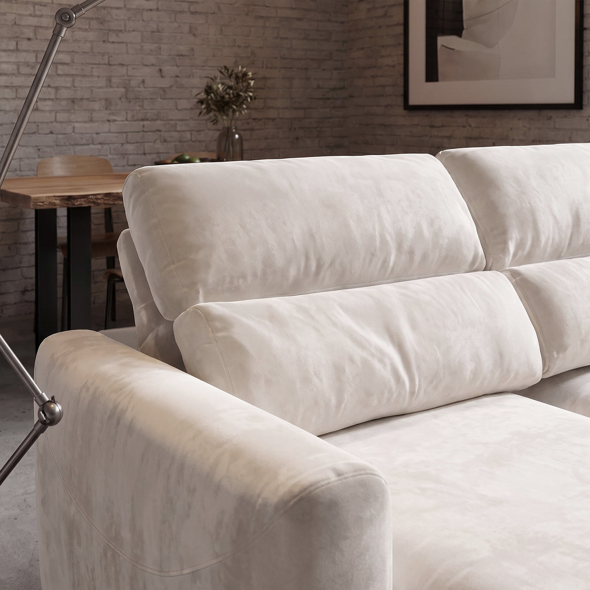 Sofá 3 Cuerpos Paris Tela Beige - 3.04m
