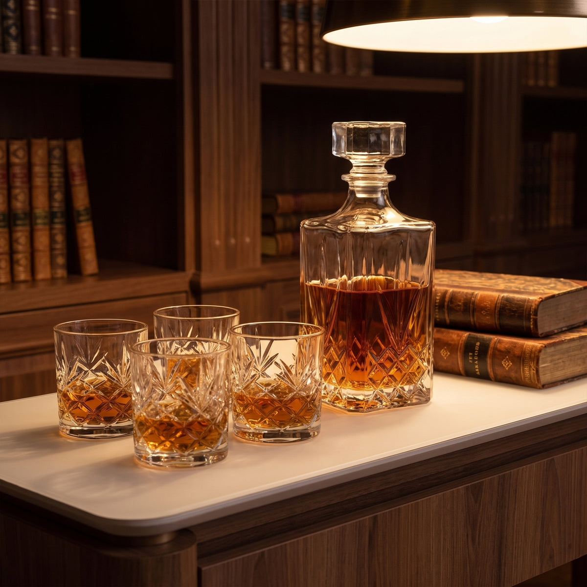 Set 4 vasos y botella whiskey