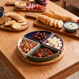 Set 4 bowls de cerámica triángulo + bandeja