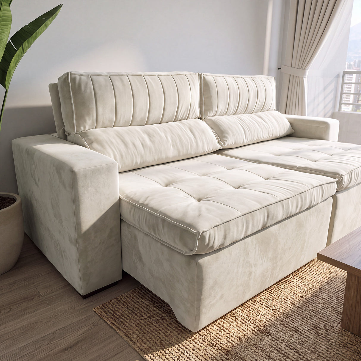 Sofá 2 cuerpos Toquio Tela Beige - 2.44m