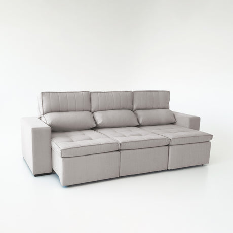 Sofá extensible y reclinable de 3 cuerpos tela chenille color café