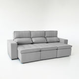 Sofá extensible y reclinable de 3 cuerpos tela chenille color gris