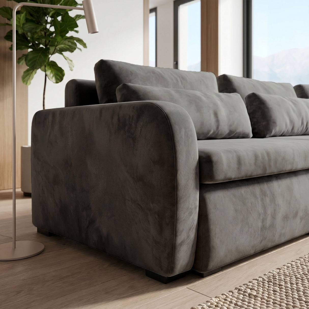 Sofá Modular 3 Cuerpos Treviso Tela Gris Oscuro - 2.98m a Confección
