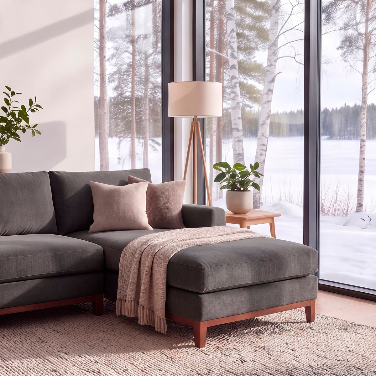 Sofá Seccional 3 Cuerpos Adesso con Chaise Longue Derecho Tela Gris Oscuro - 3.90m a Confección