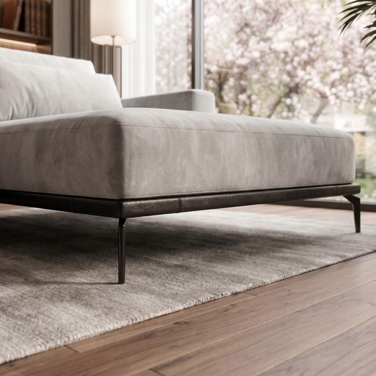 Sofá seccional 3 cuerpos Desser con chaise Longue izquierdo Tela beige - 2.78m