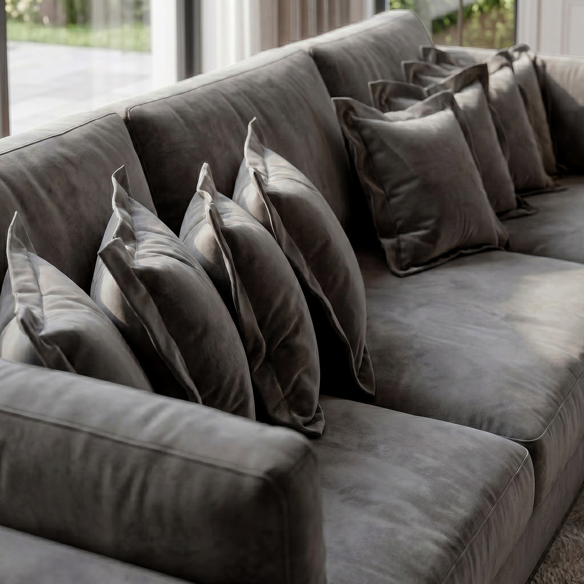 Sofá 3 Cuerpos Liberty con Chaise Longue Derecho Tela Gris Oscuro - 2.60m a Confección